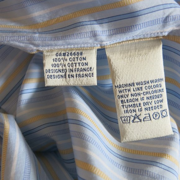 Faconnable Multi Color Stripe Button Down Long Sleeve Shirt - Size 6/17L - Picture 6 of 6